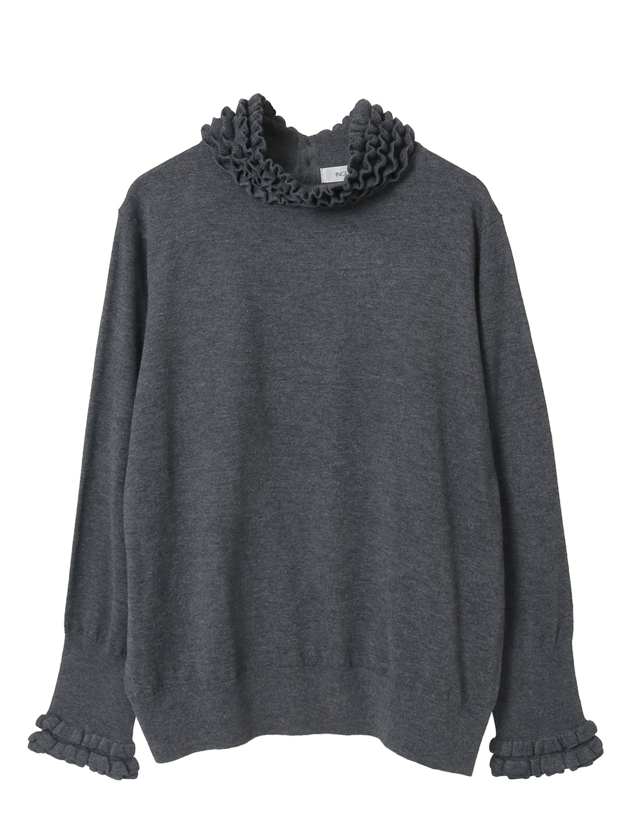 フリルハイネックセーター 詳細画像 チャコール 1