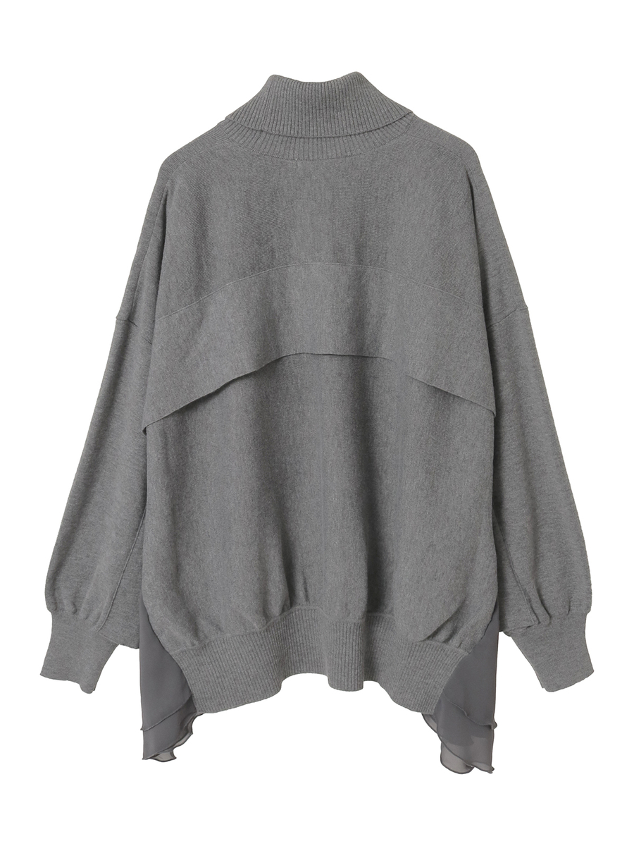 シフォン使いタートルネックセーター 詳細画像 ベージュ 2