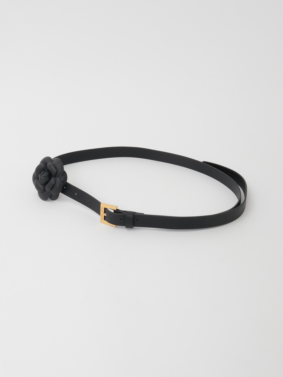 コサージュ付きロングベルト 詳細画像 クロ 1