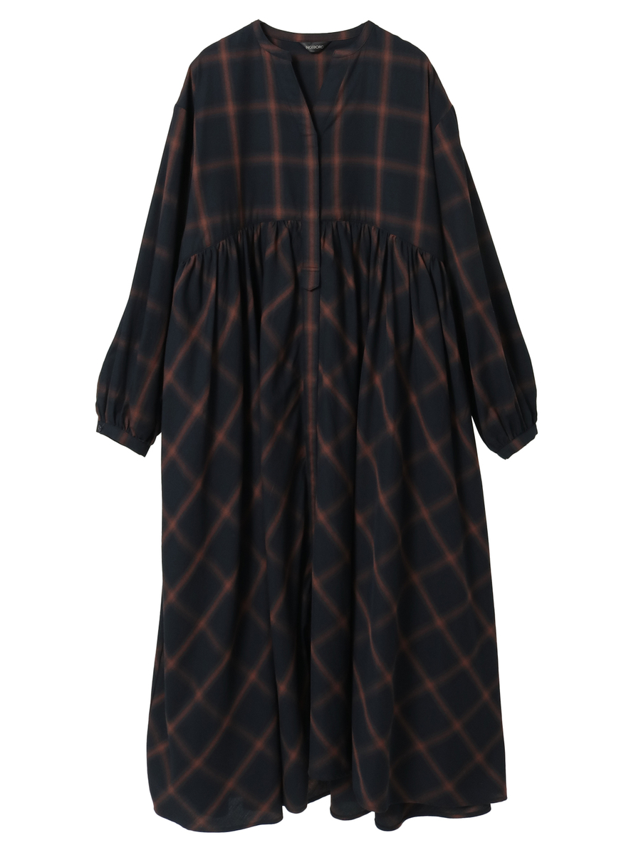 【HAPPY ITEM】ボアベスト&times;コットンチェックワンピース 詳細画像 クロ 10