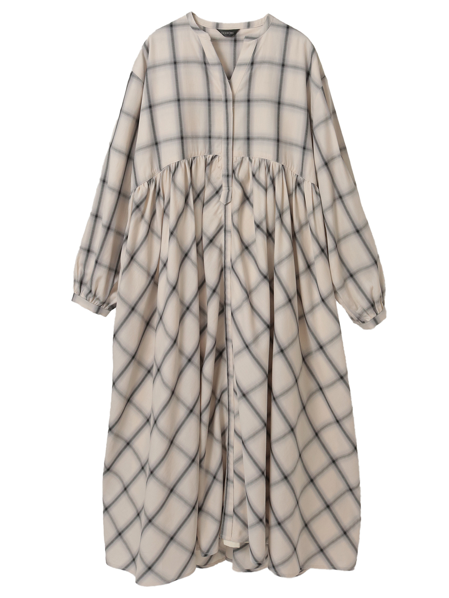 【HAPPY ITEM】ボアベスト&times;コットンチェックワンピース 詳細画像 クロ 11