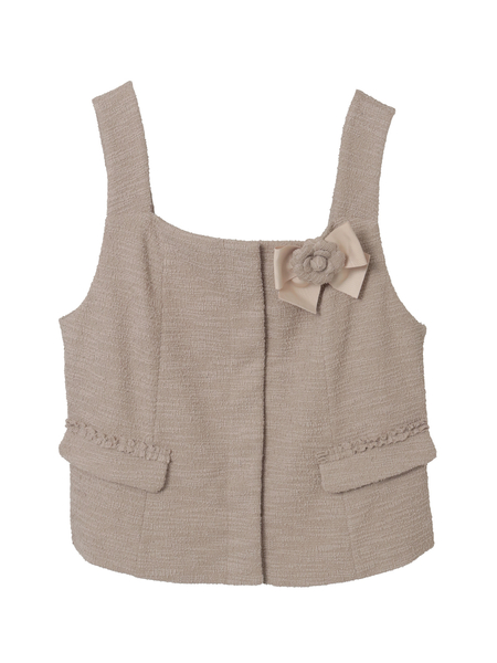 ジャージーツイードコサージュ付きブラウス