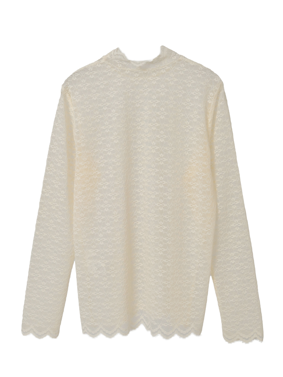 ストレッチレースモックネックインナー 詳細画像 シロ 2