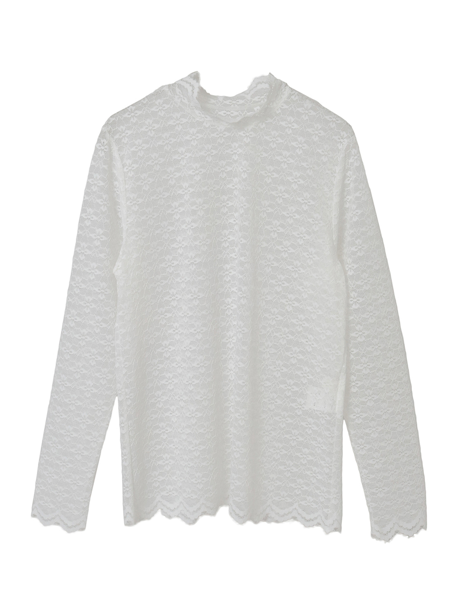 ストレッチレースモックネックインナー 詳細画像 シロ 1