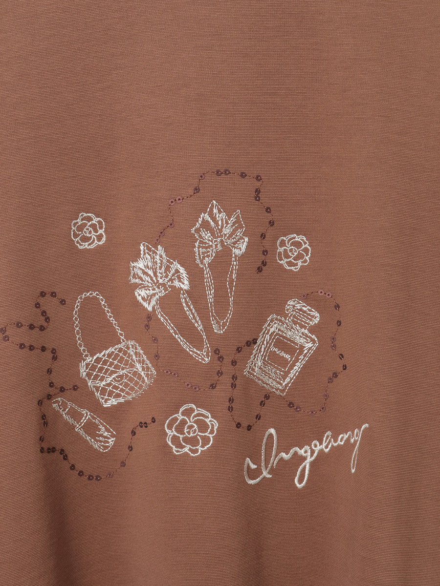 ドットコスメワンポイント刺繍カットソー 詳細画像 ベージュ 6