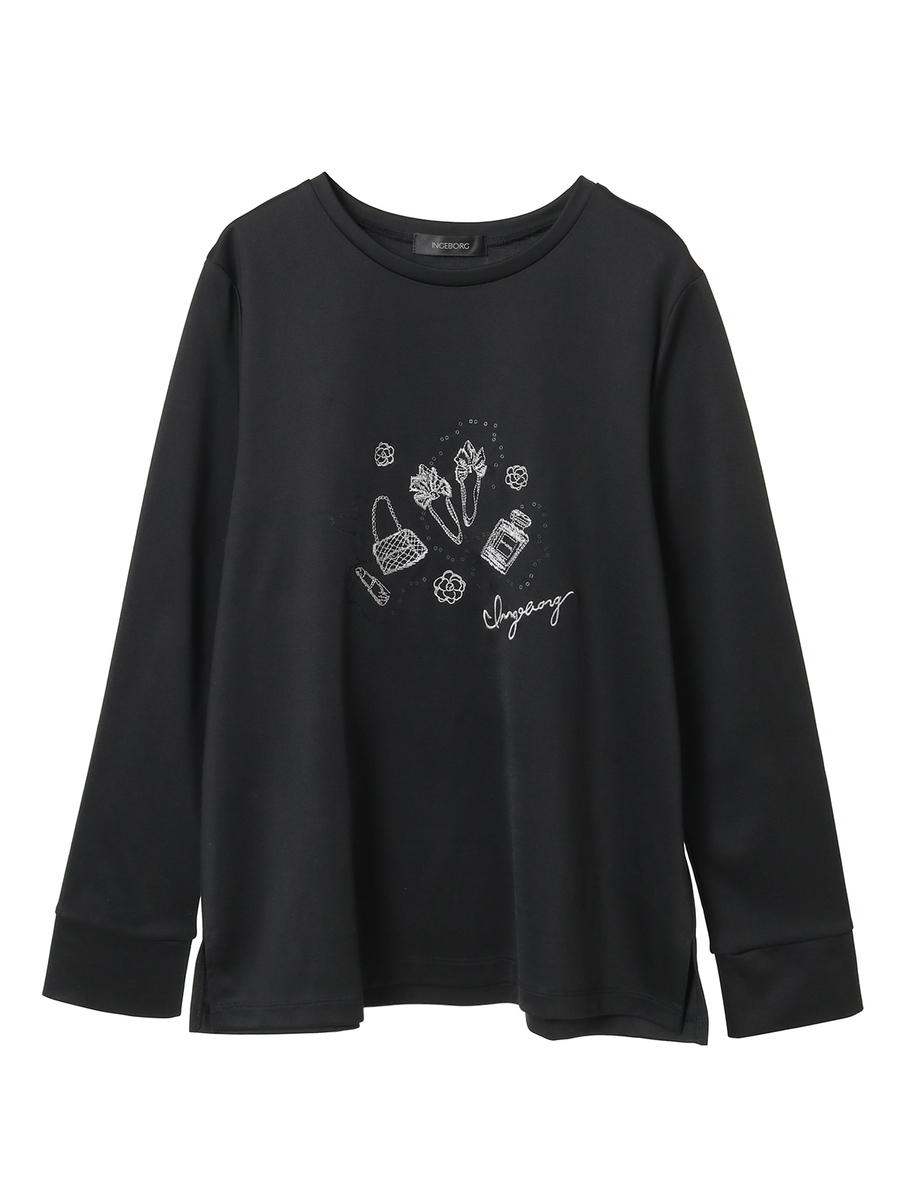 ドットコスメワンポイント刺繍カットソー 詳細画像 クロ 1