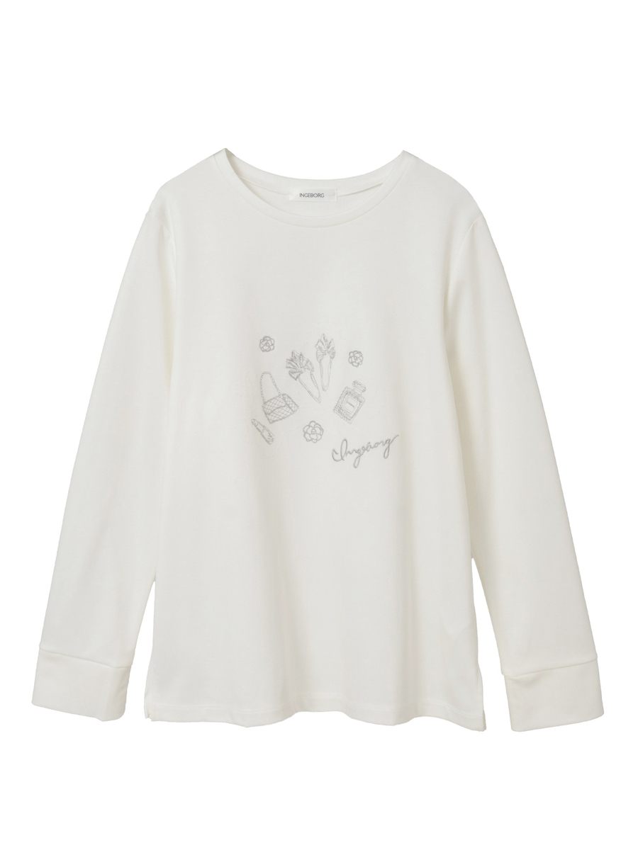 ドットコスメワンポイント刺繍カットソー 詳細画像 オフ 1