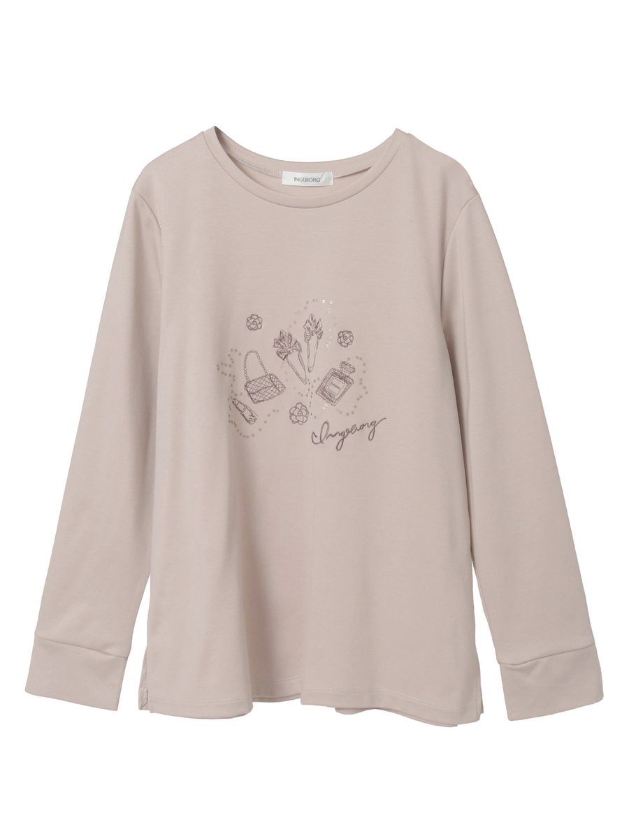 ドットコスメワンポイント刺繍カットソー 詳細画像 ベージュ 1