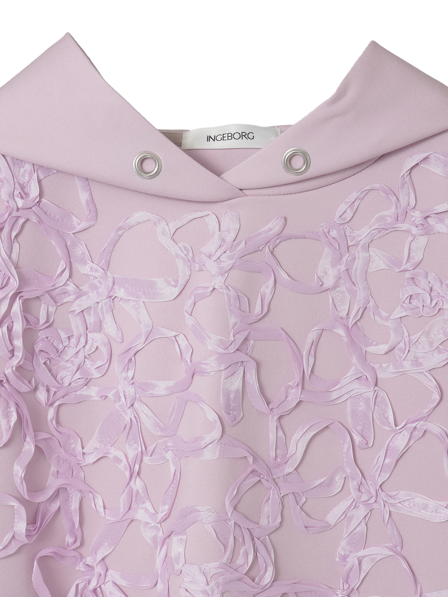 リボン刺繍カットソーフーディ 詳細画像 オフ 3