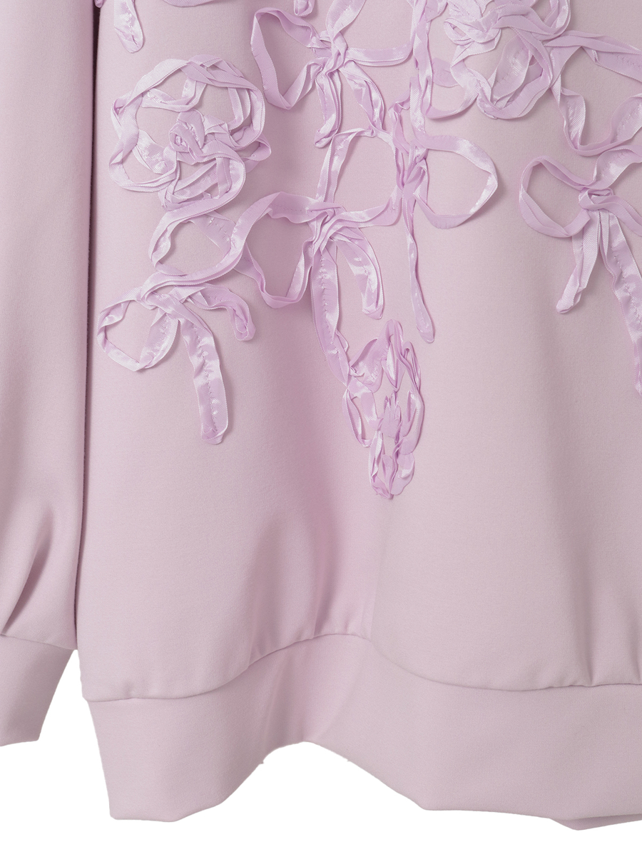 リボン刺繍カットソーフーディ 詳細画像 オフ 6