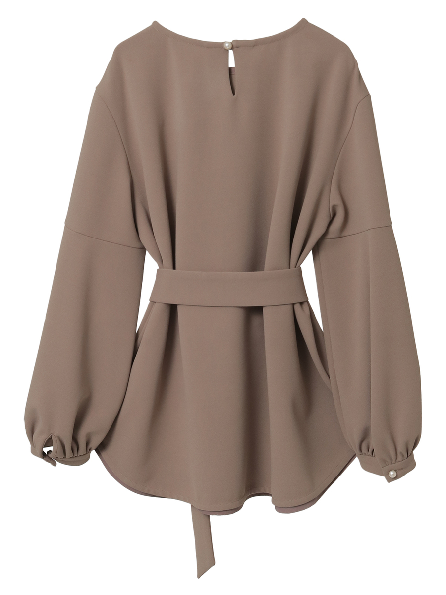 コサージュ付きロゴ刺繍入りカットソー 詳細画像 グレー 2