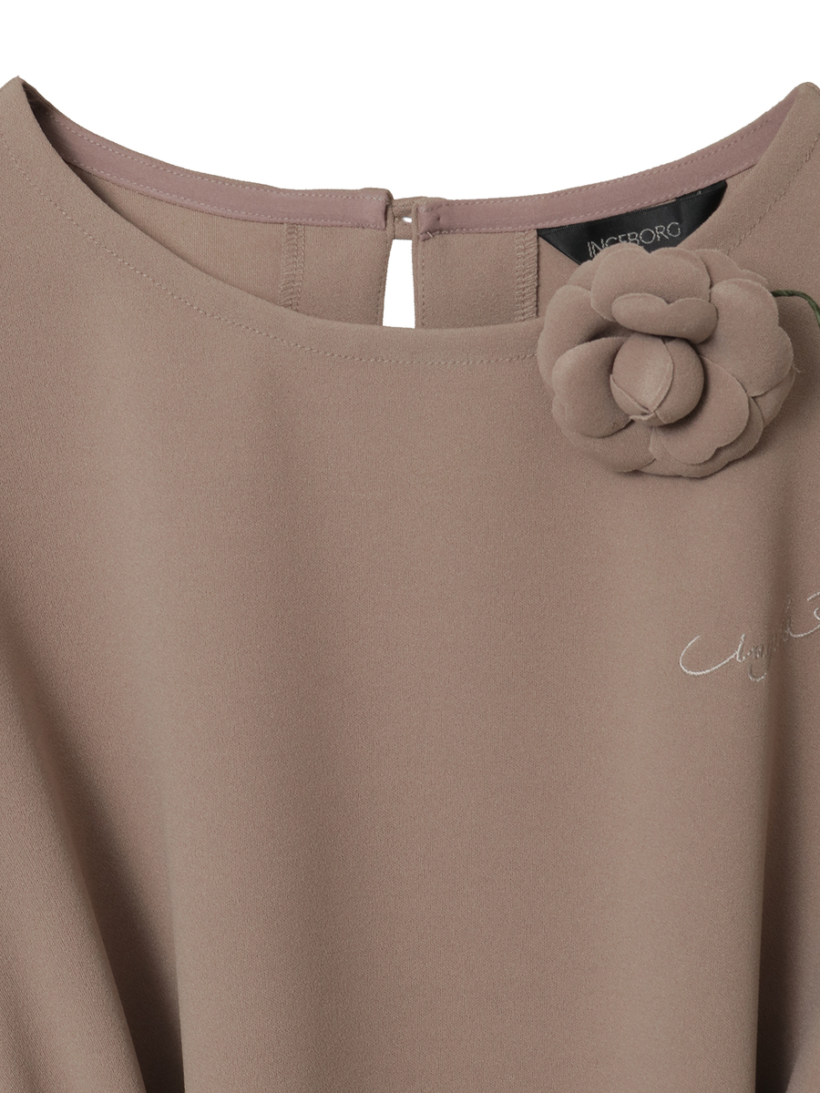 コサージュ付きロゴ刺繍入りカットソー 詳細画像 グレー 3