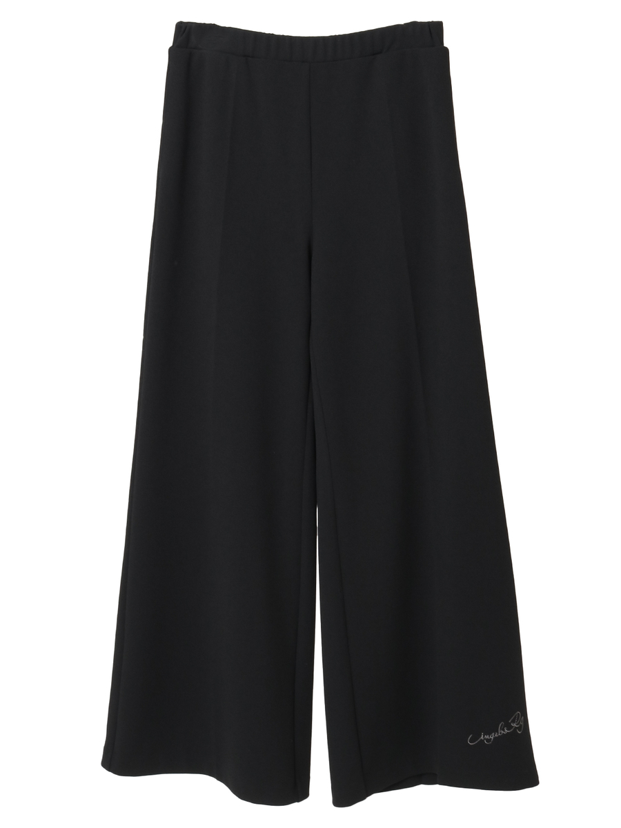 ロゴ刺繍入りワイドパンツ 詳細画像 クロ 1