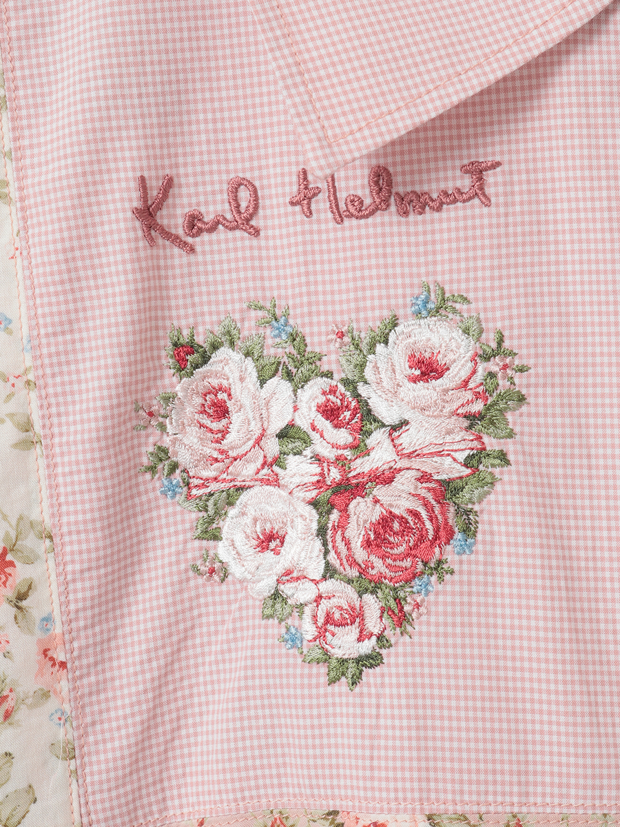 小バラプリントパッチワークシャツブルゾン 詳細画像 クロ×キナリ 6