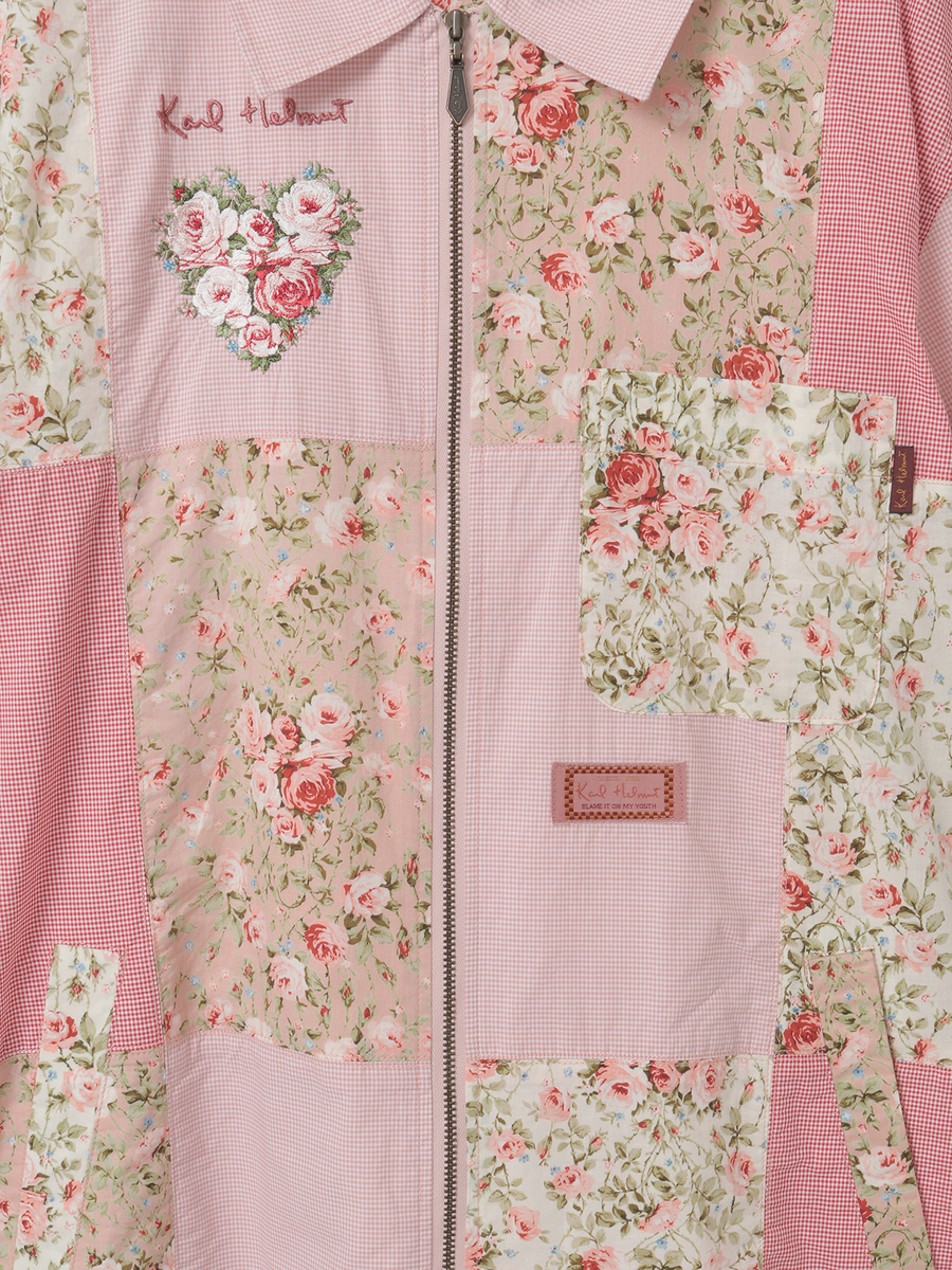 小バラプリントパッチワークシャツブルゾン 詳細画像 クロ×キナリ 8