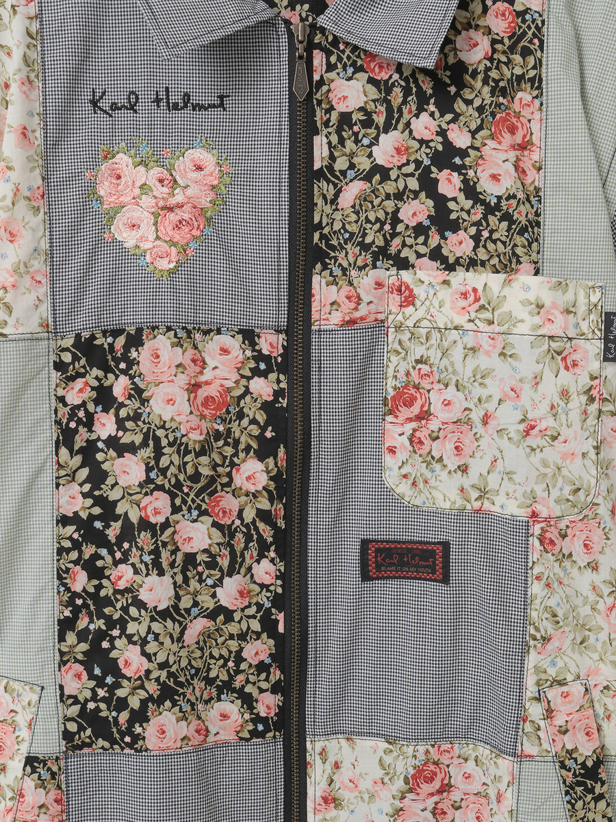 小バラプリントパッチワークシャツブルゾン 詳細画像 クロ×キナリ 9