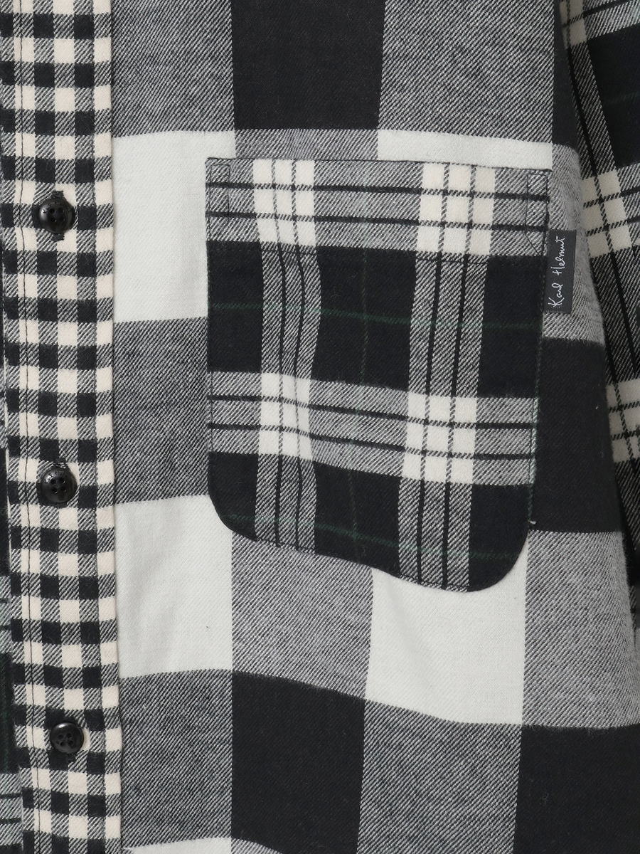 ビエラチェックパッチワークシャツブラウス 詳細画像 クロ系 11