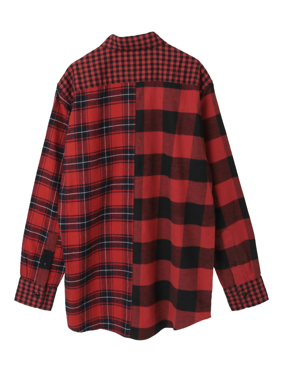 ビエラチェックパッチワークシャツブラウス 詳細画像 クロ系 2