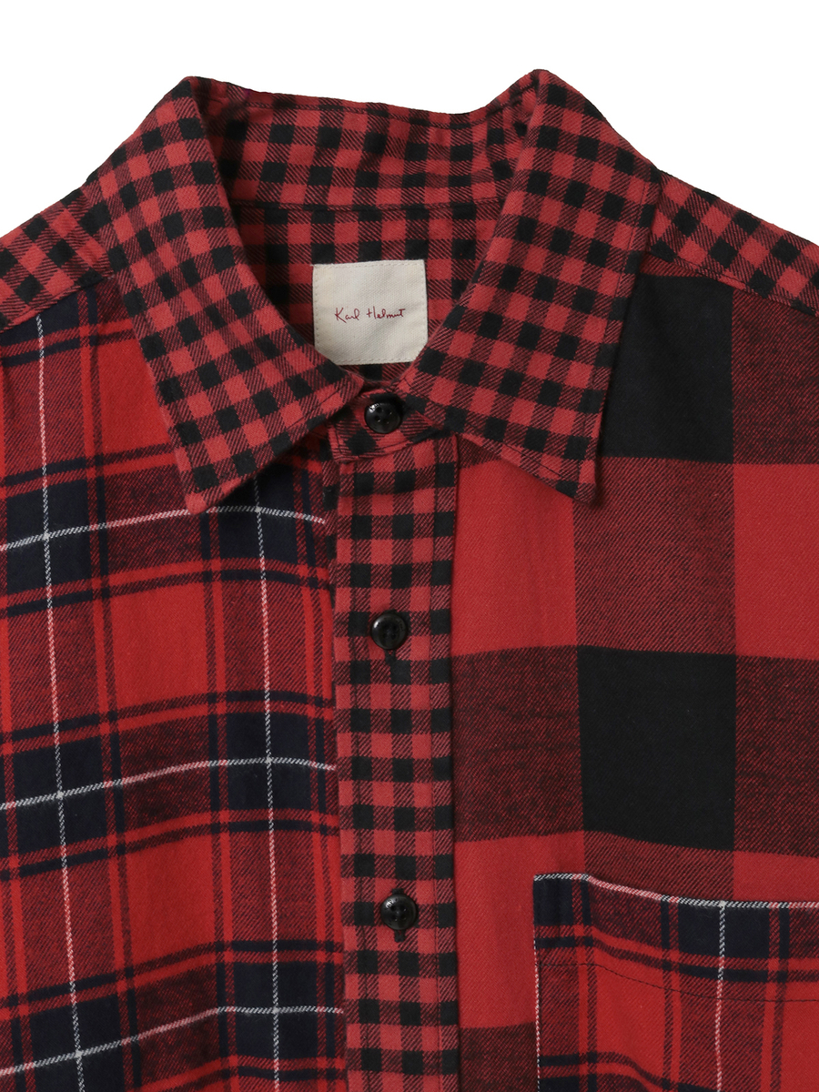 ビエラチェックパッチワークシャツブラウス 詳細画像 クロ系 3