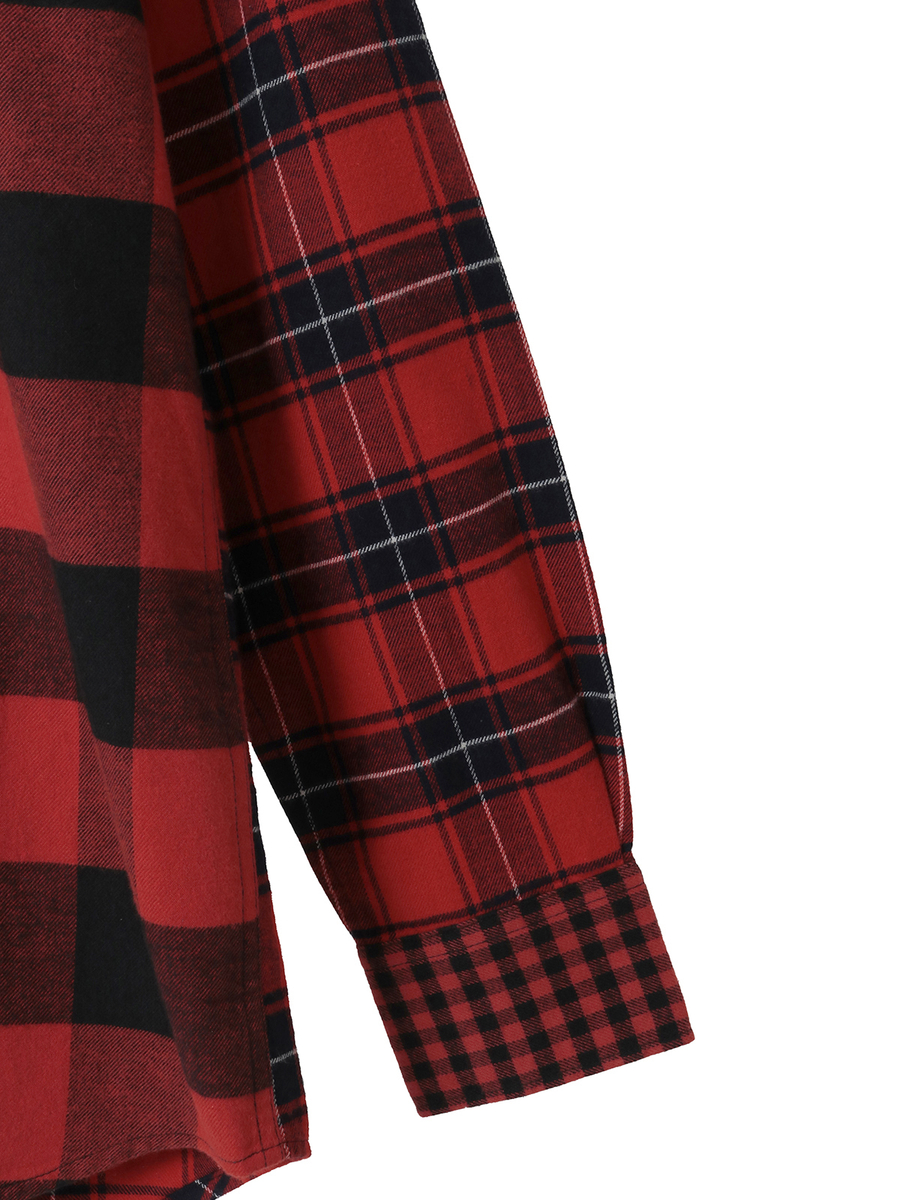 ビエラチェックパッチワークシャツブラウス 詳細画像 クロ系 4