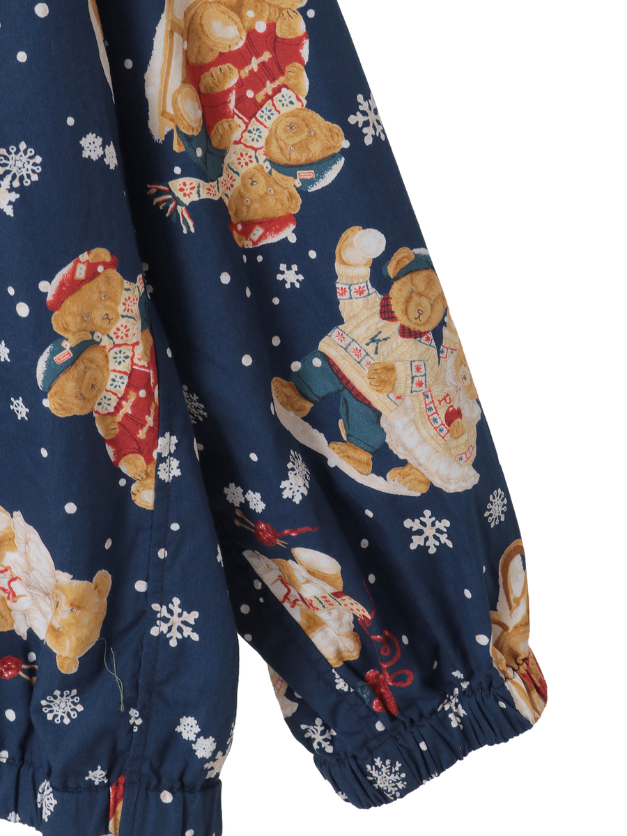 三つ子のくま冬支度プリントフードブラウス 詳細画像 クロ 5