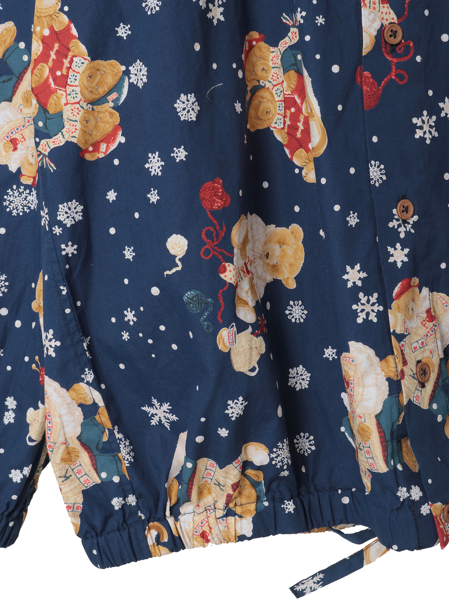 三つ子のくま冬支度プリントフードブラウス 詳細画像 クロ 6