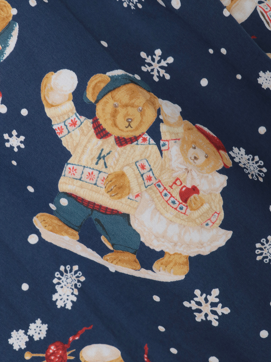 三つ子のくま冬支度プリントフードブラウス 詳細画像 クロ 7