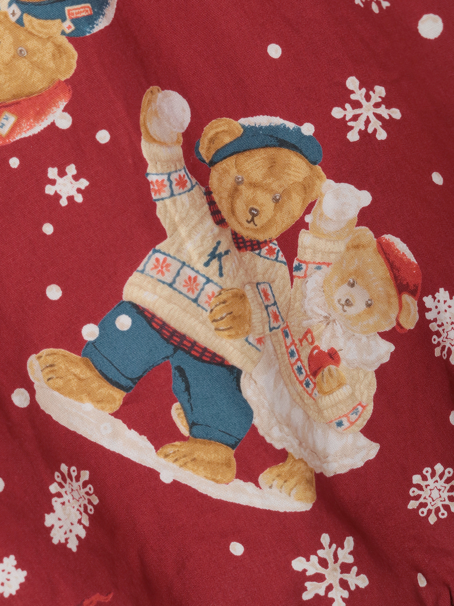 三つ子のくま冬支度プリントフードブラウス 詳細画像 クロ 8