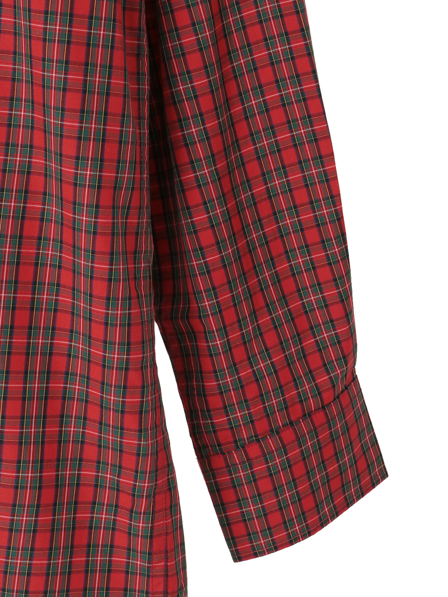 三つ子のくま冬支度刺繍タータンチェックシャツブラウス 詳細画像 アカ系 4