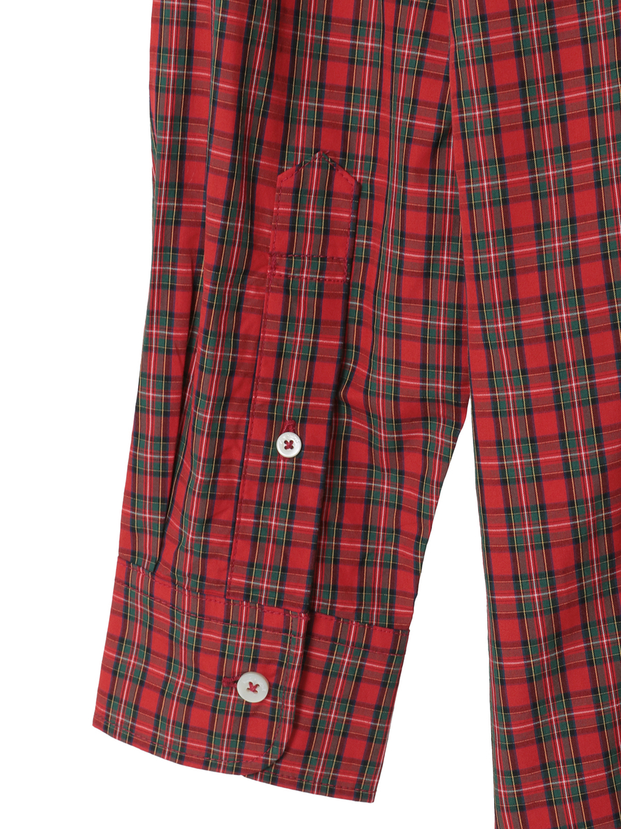 三つ子のくま冬支度刺繍タータンチェックシャツブラウス 詳細画像 アカ系 5