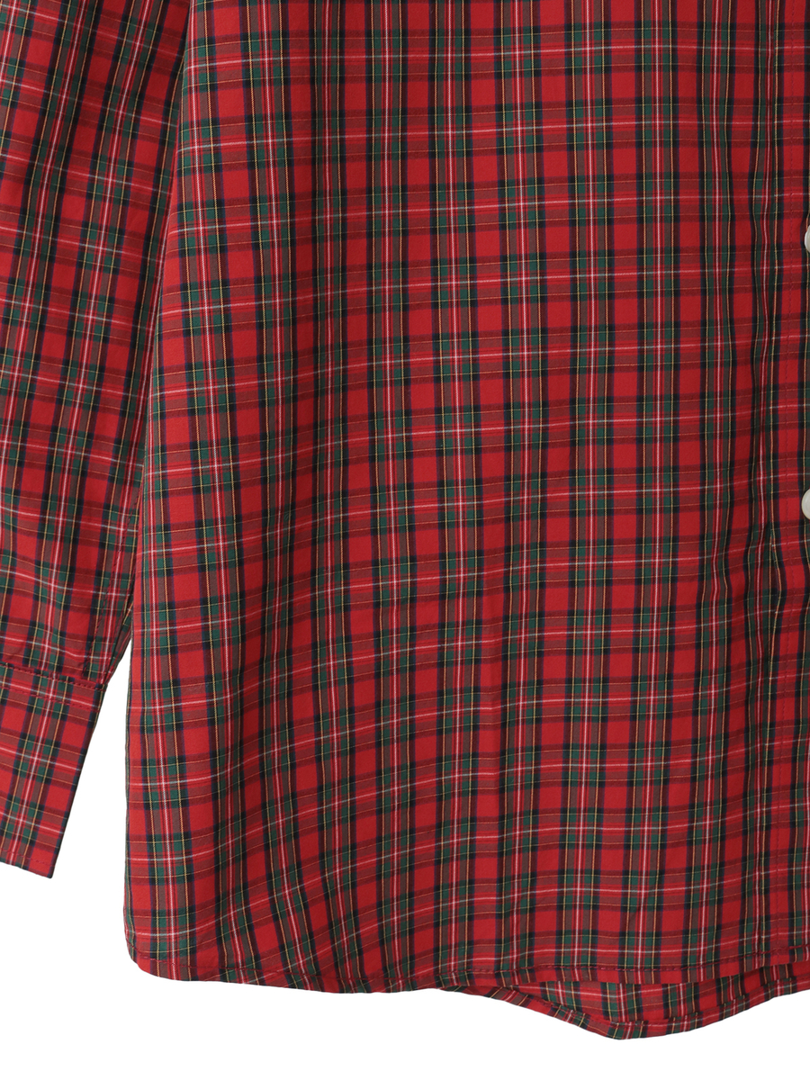 三つ子のくま冬支度刺繍タータンチェックシャツブラウス 詳細画像 アカ系 6