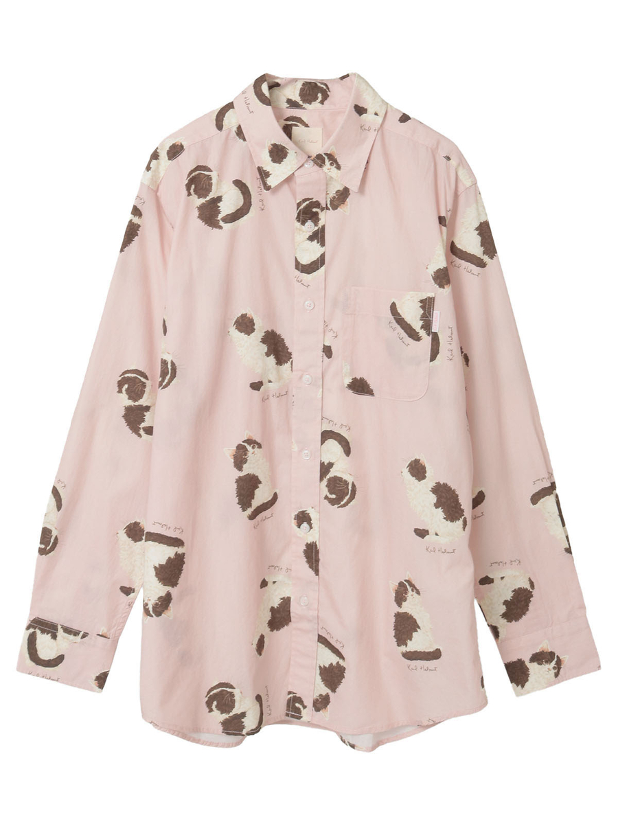 猫プリントシャツブラウス 詳細画像 キナリ 1