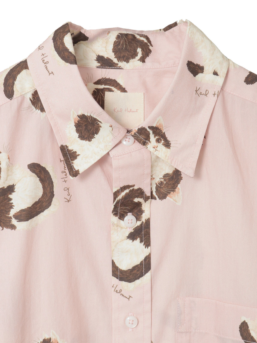 猫プリントシャツブラウス 詳細画像 キナリ 3