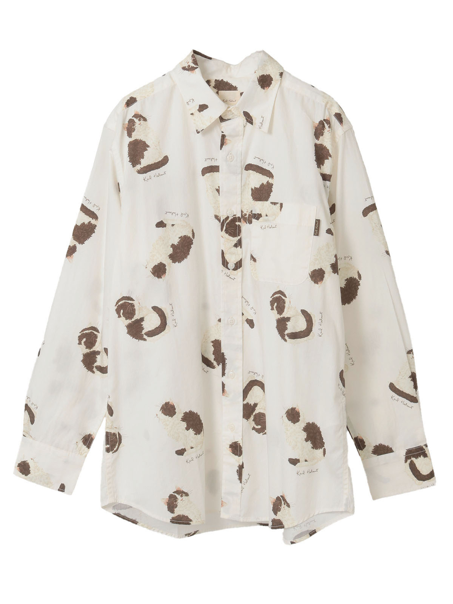 猫プリントシャツブラウス 詳細画像 キナリ 1