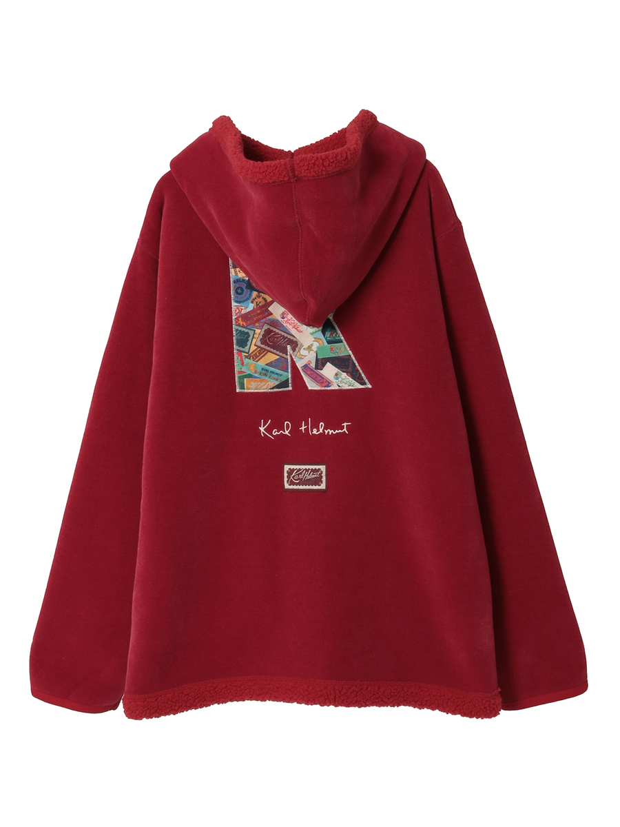 Kロゴアップリフード付きボアブルゾン 詳細画像 アカ 2