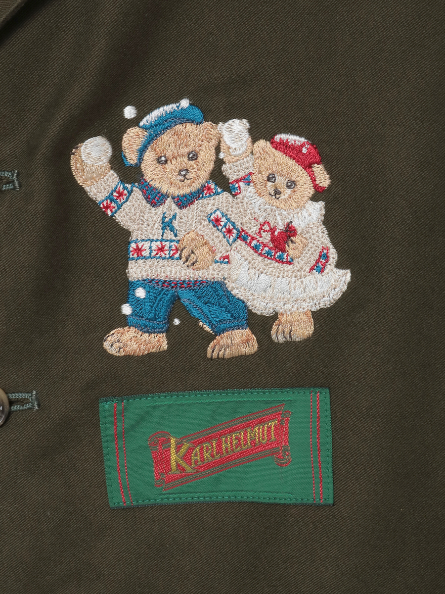 三つ子のくま冬支度刺繍ベスト 詳細画像 カーキ 10