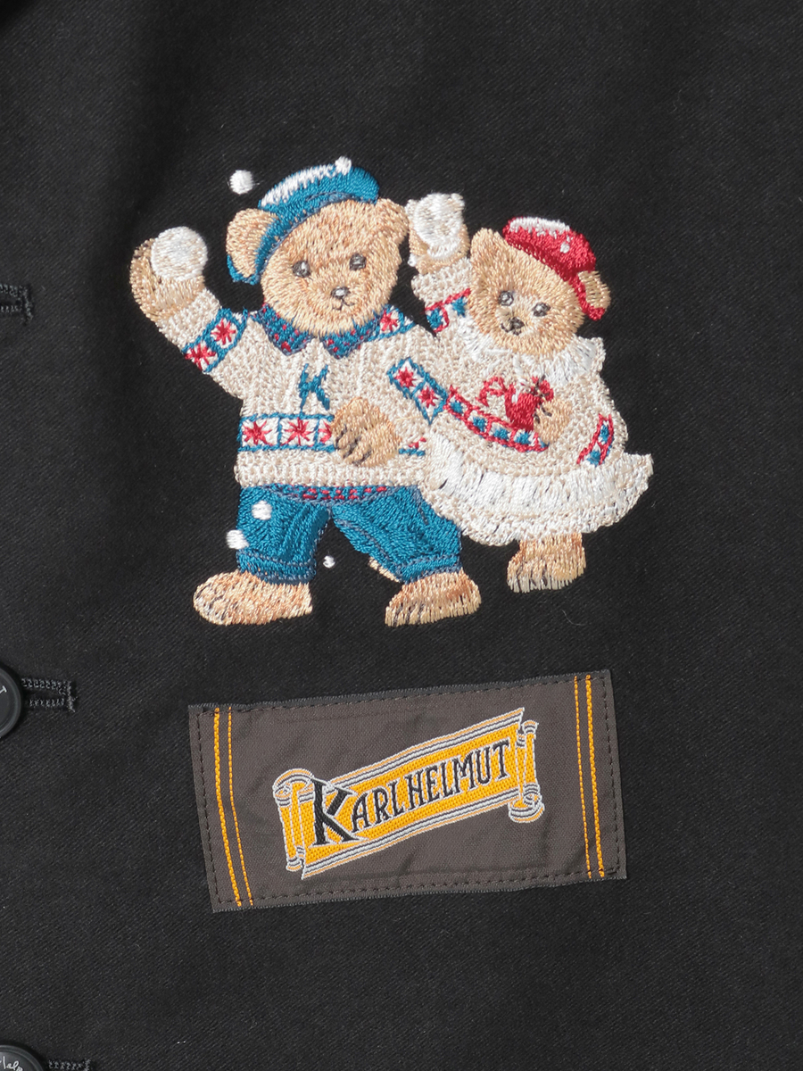 三つ子のくま冬支度刺繍ベスト 詳細画像 カーキ 8