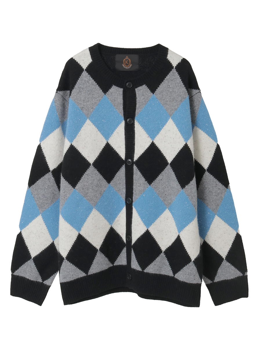 アーガイルニットカーディガン 詳細画像 クロ系 1