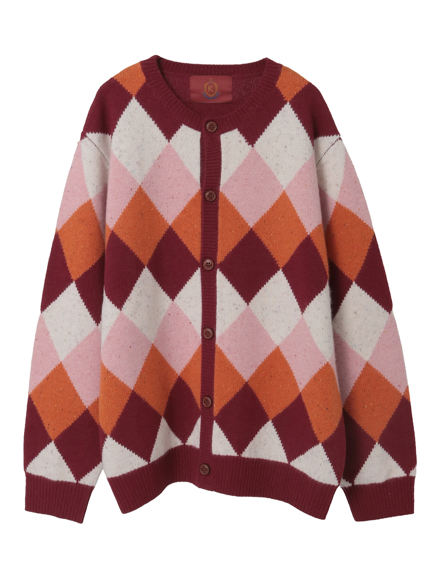 アーガイルニットカーディガン 詳細画像 ボルドー系 1