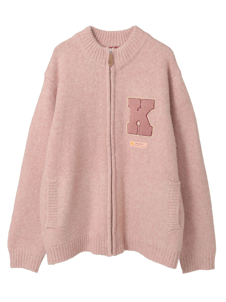 Kロゴワッペン使いフルジップニットカーディガン 詳細画像 ピンク系 1
