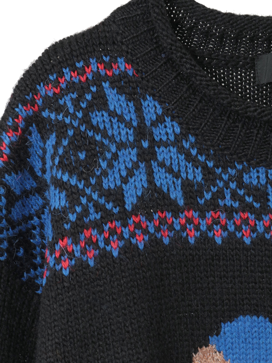 三つ子のくま冬支度柄ニット 詳細画像 ネイビー 11