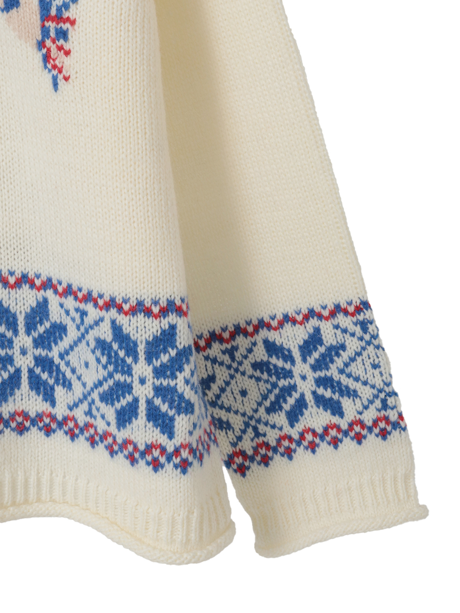 三つ子のくま冬支度柄ニット 詳細画像 ネイビー 4