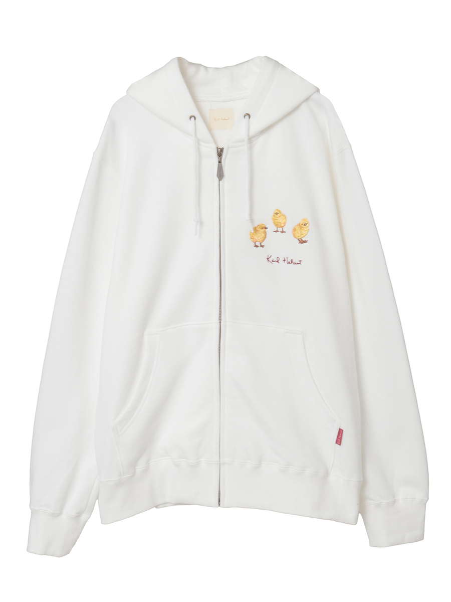 ひよこモチーフワンポイント刺繍パーカー 詳細画像 ピンク 1