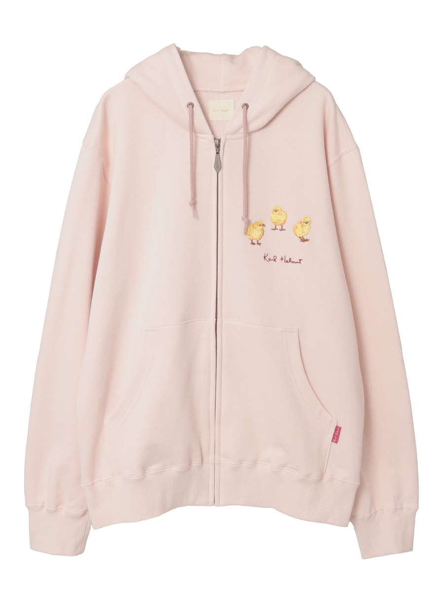 ひよこモチーフワンポイント刺繍パーカー 詳細画像 ピンク 1