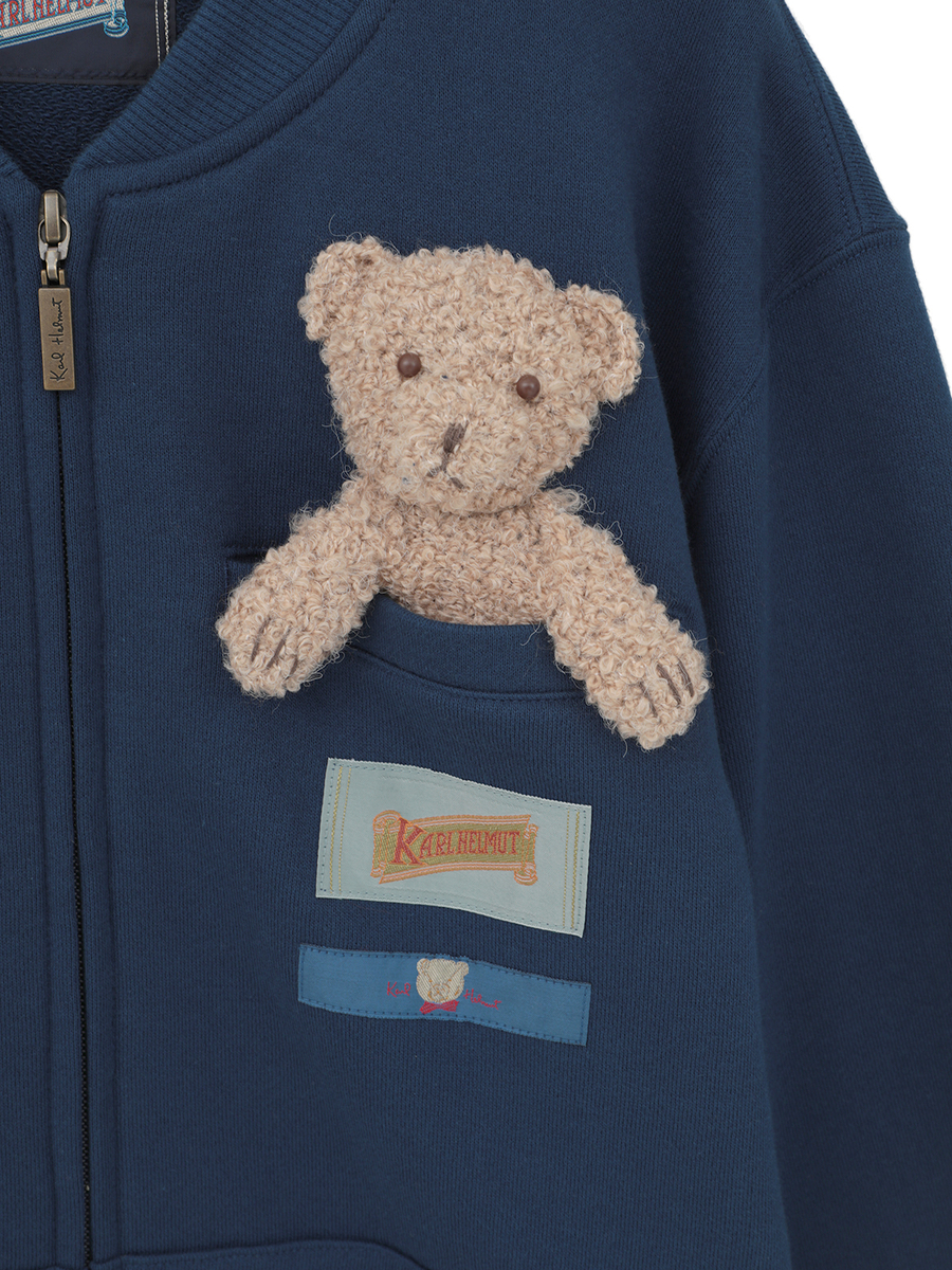 くまモチーフ付き ジップアップカーディガン 詳細画像 アカ 11