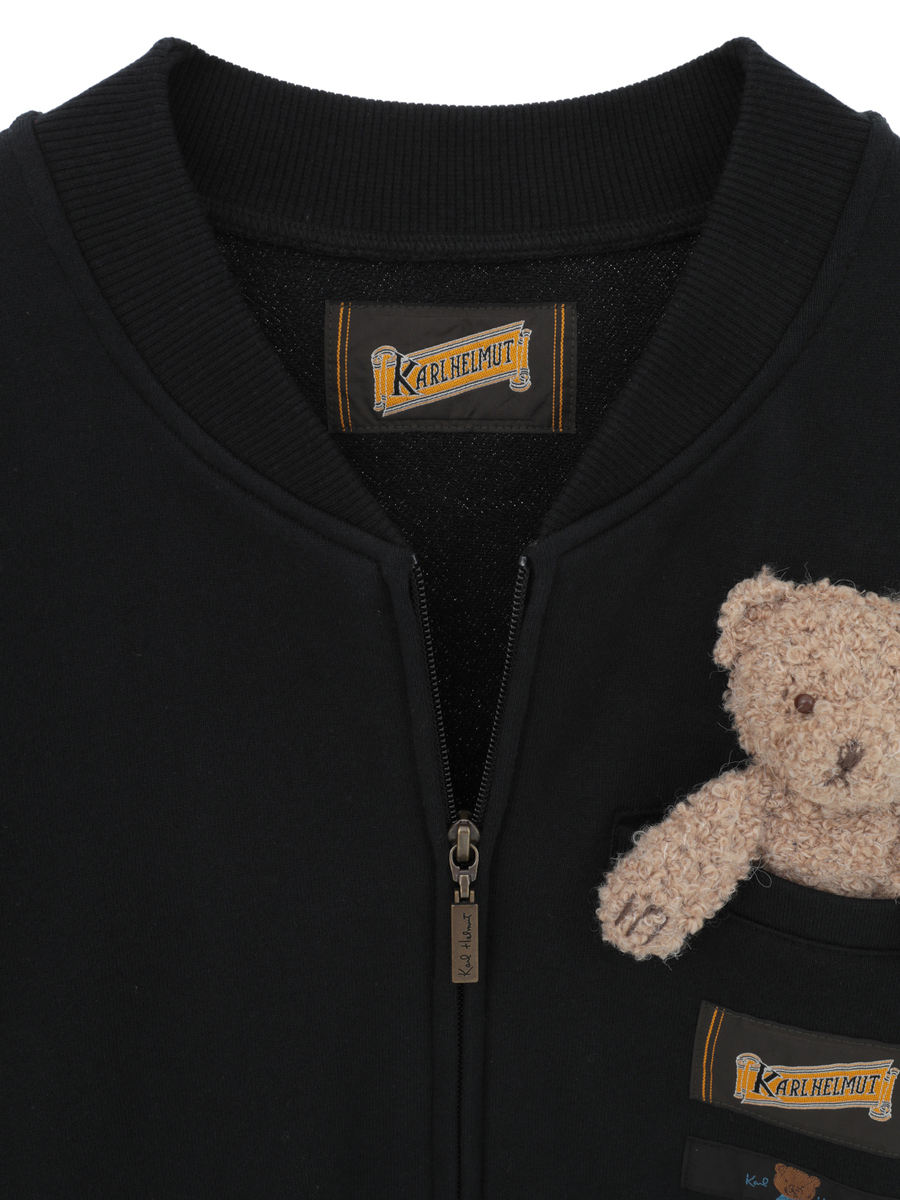 くまモチーフ付き ジップアップカーディガン 詳細画像 アカ 3