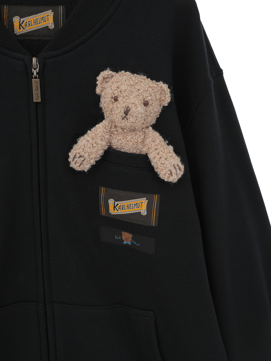 くまモチーフ付き ジップアップカーディガン 詳細画像 アカ 7