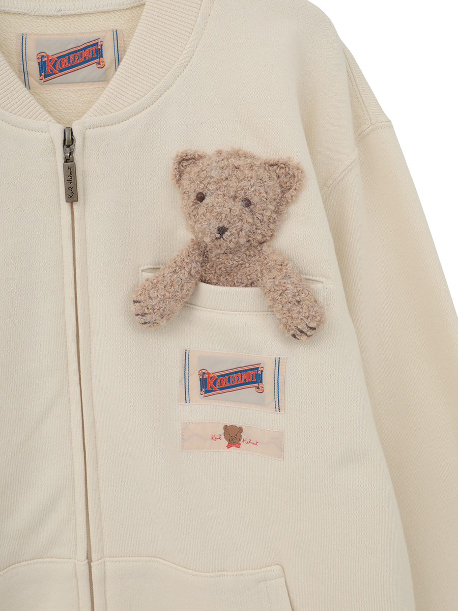 くまモチーフ付き ジップアップカーディガン 詳細画像 アカ 9