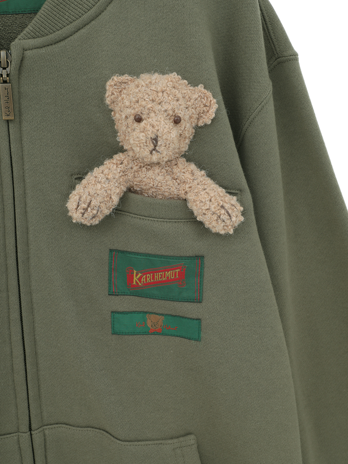 PINK HOUSE ジャケット　熊　テディベア PINK HOUSE くまちゃん刺繍ワッペンブルゾン/ブラウン-古着屋