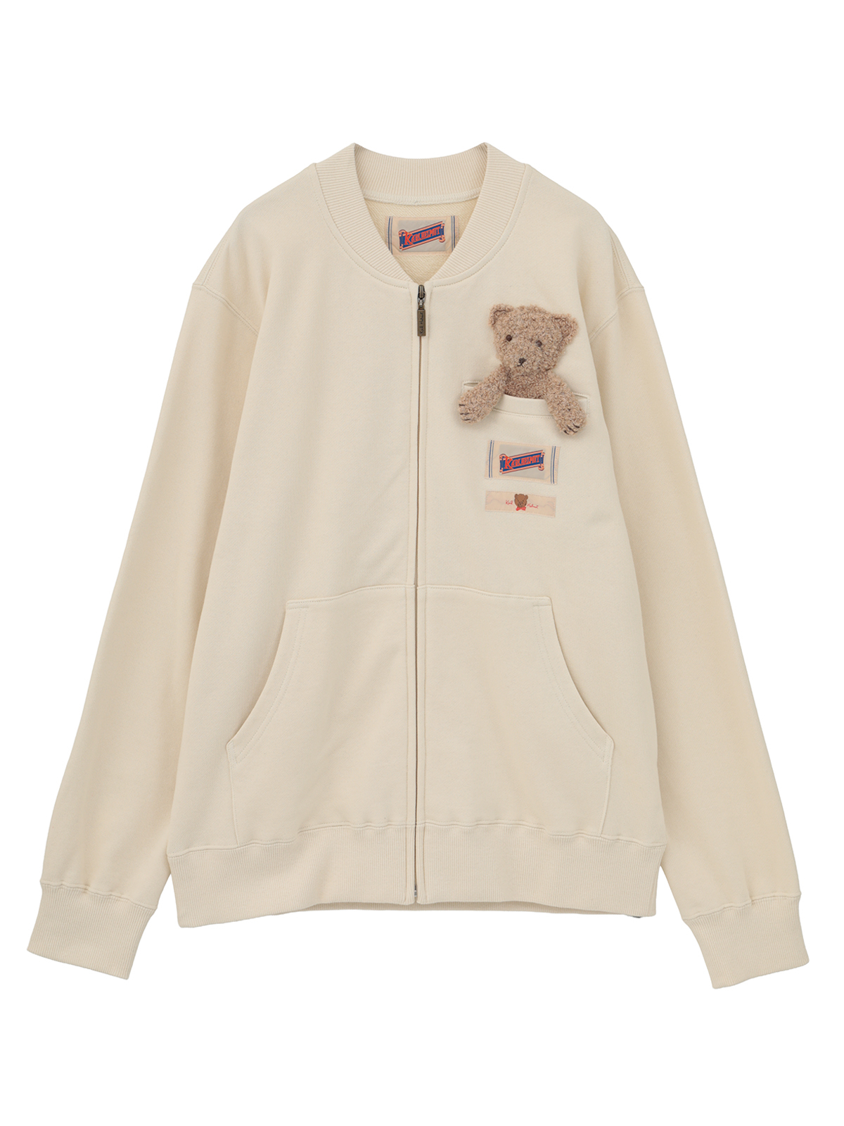 ピンクハウス 水色 くまちゃん編み フード付きニットカーディガン/2025年 三つ子のくまの冬支度柄編み込みフード付きニット｜ピンクハウス